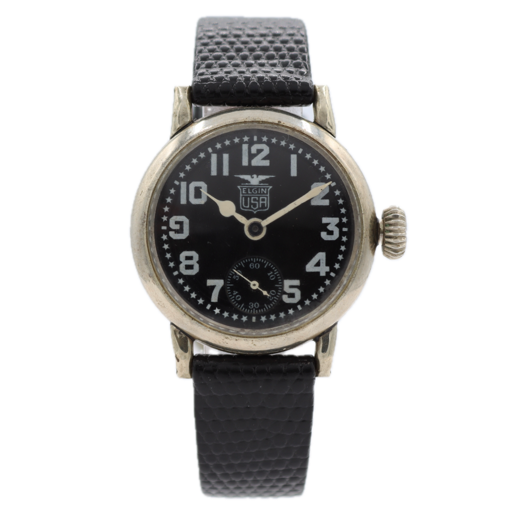 Vintage 1916 Elgin Pershing Trench 7 Jewel Men's Mechanical Wristwatch Nickel