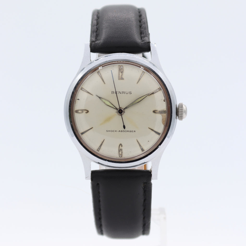 Vintage 33mm Benrus 2155 Men's Mechanical Wristwatch ER23 Swiss Chrome Plated