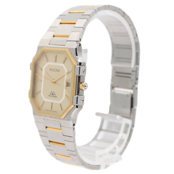 Vintage 30mm 1982 Bulova Millenia Date Men's Quartz Wristwatch Swiss Octagon