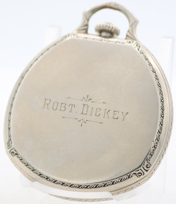 Antique 12s 1933 Hamilton Cushion Case 17 Jewel Pocket Watch 912 14k White GF