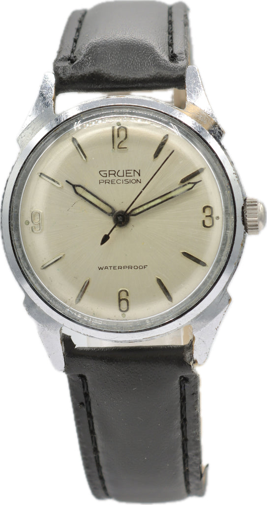 Vintage 33mm Gruen Men's Mechanical Wristwatch N510SS Swiss Base Metal