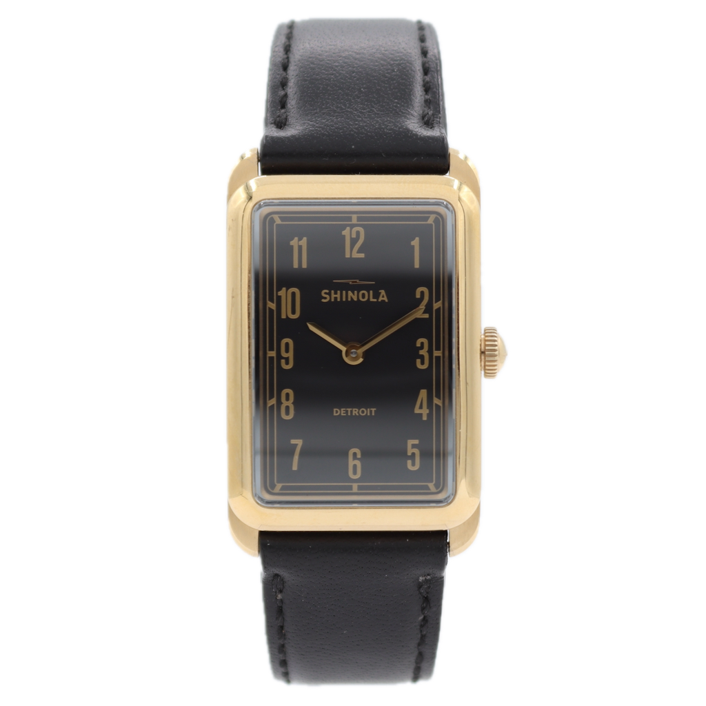 Vintage 24mm Shinola Muldowney Black Men's Quartz Wristwatch USA Steel