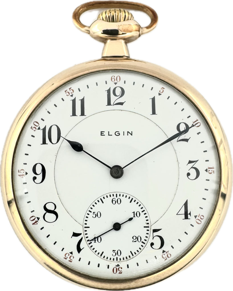 Antique 16S Elgin 3-Finger Bridge Railroad Pocket Watch Grade No. 280 14k GF