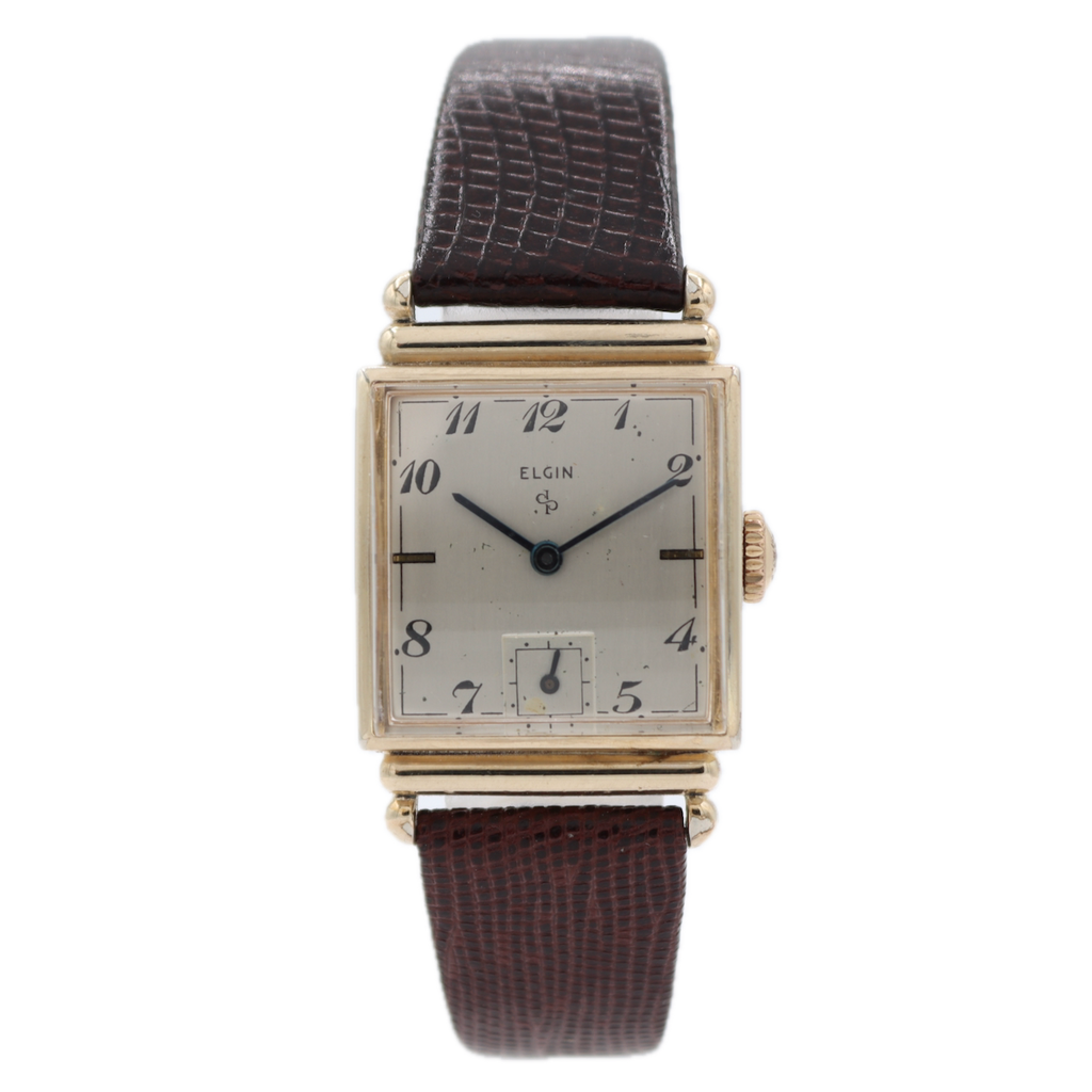 Vintage 1948 Elgin Rectangle Dress Men's Mechanical Wristwatch 623 USA 10k GF