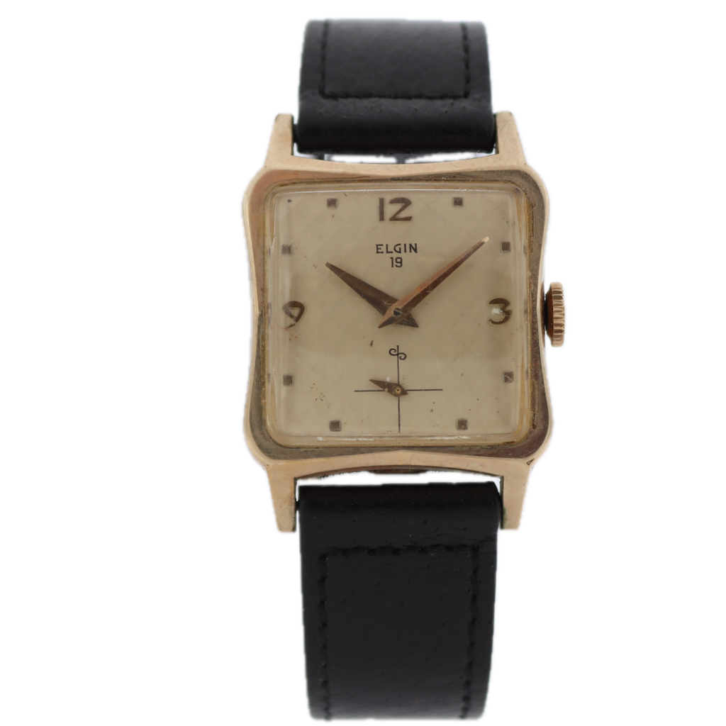 Vintage Elgin 5738 Garfield 19j Men's Mechanical Wristwatch 10k GF Pyramid Dial