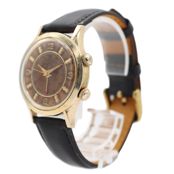 Vintage 33.5mm Benrus 6110 Wrist Alarm Men's Automatic Wristwatch Swiss 10k GF