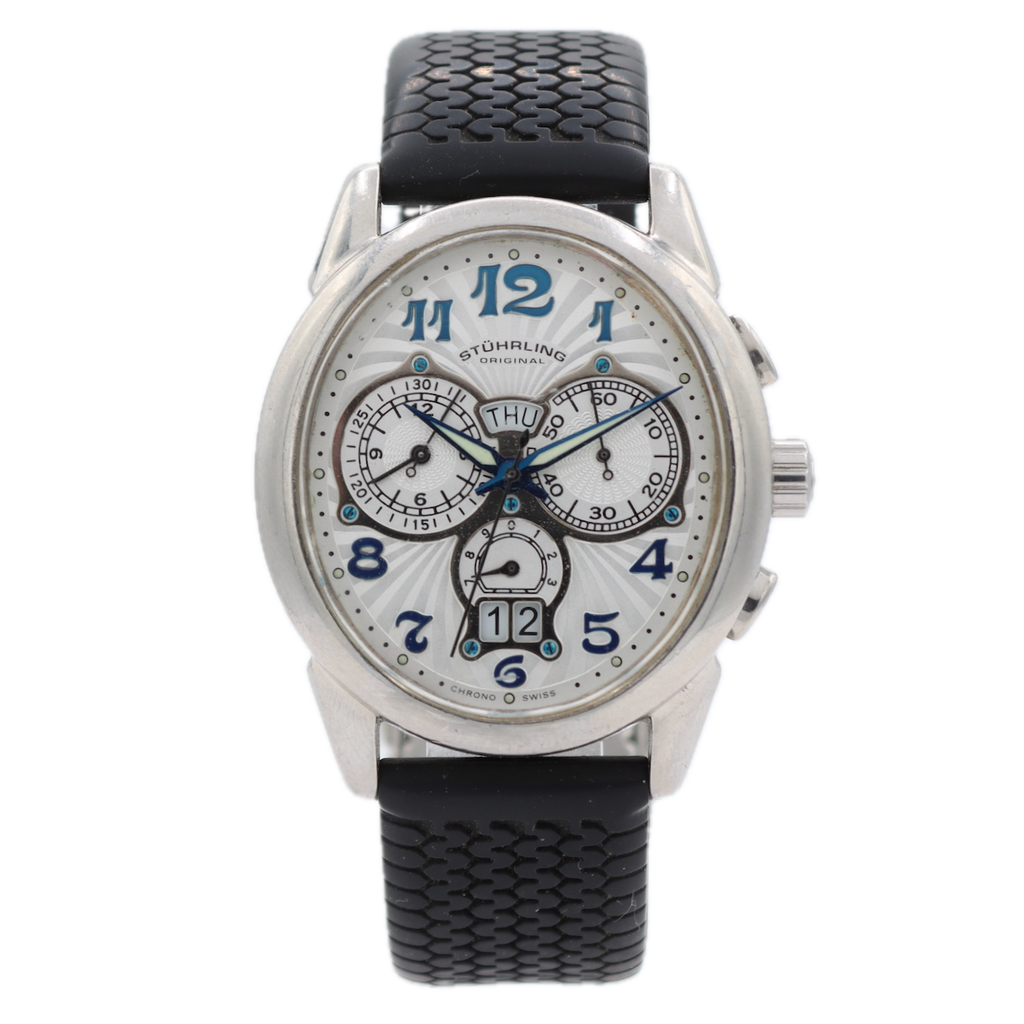 Stuhrling Day Date Men's Quartz Chronograph Wristwatch Ronda 5050.C Swiss Steel