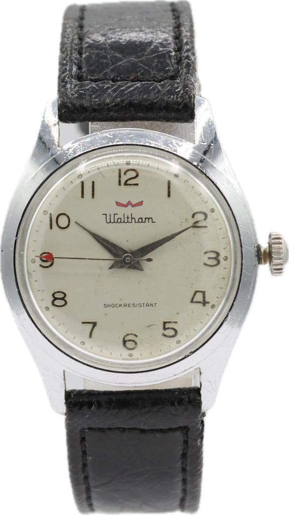 Vintage 30mm Waltham Men's Mechanical Wristwatch Swiss Made Chrome Plated