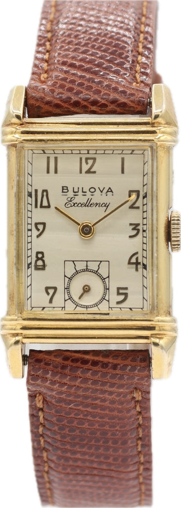 Vintage 21mm 1951 Bulova Excellency Men's Mechanical Wristwatch 7AA USA 10k GF