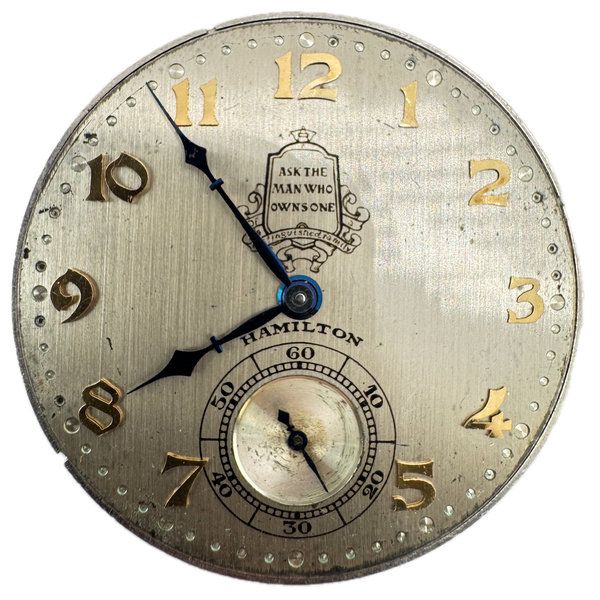 Antique 12s Hamilton Packard Car 19 Jewel Mechanical Pocket Watch Movement 918