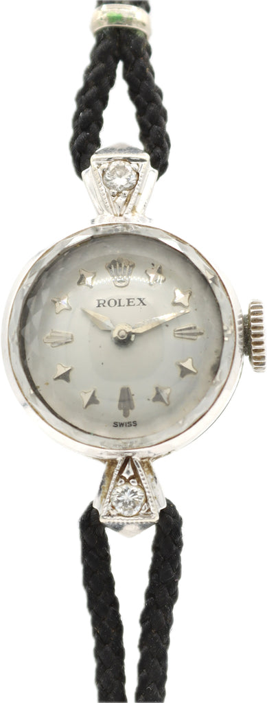 Vintage 15mm Rolex Star Dial Ladies Mechanical Wristwatch 1400 14k White Gold