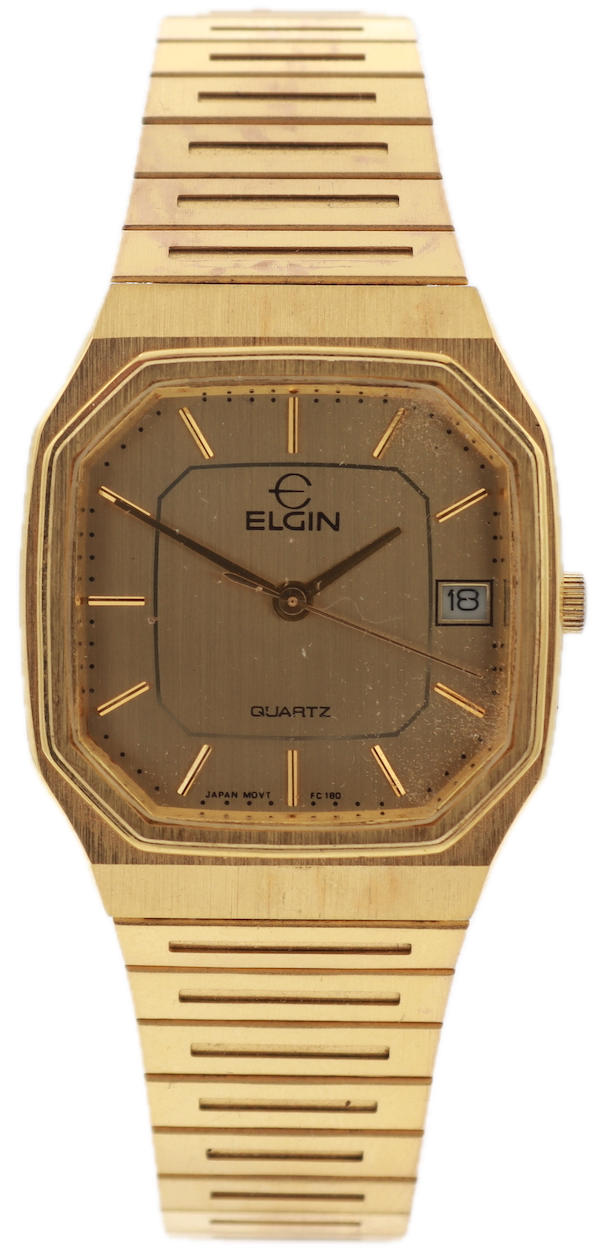 Vintage Elgin FC 180 Octagonal Date Ladies Quartz Wristwatch Japan