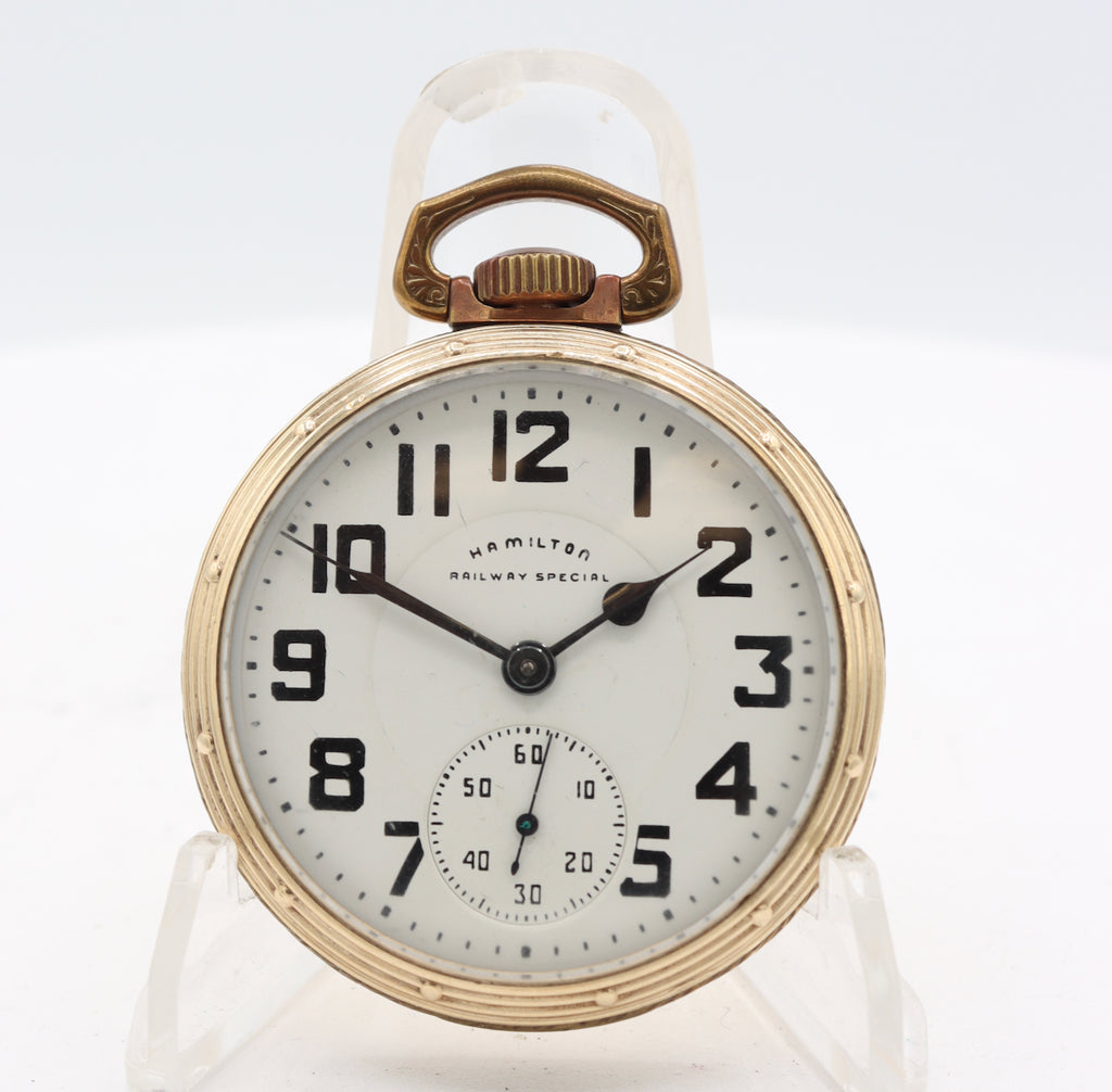 Vintage 16s 1948 Hamilton Railway Special Railroad Pocket Watch 992B 10k GF