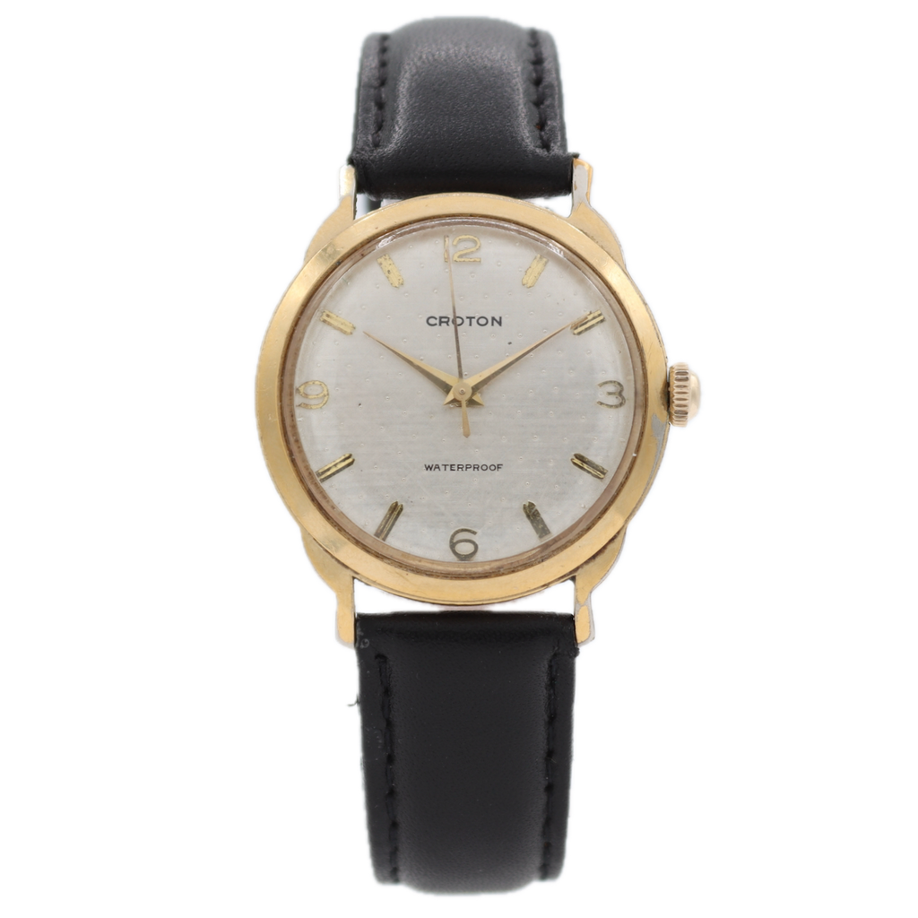 Vintage Croton Linen Men's Mechanical Wristwatch Standard 1686 Swiss Two Tone