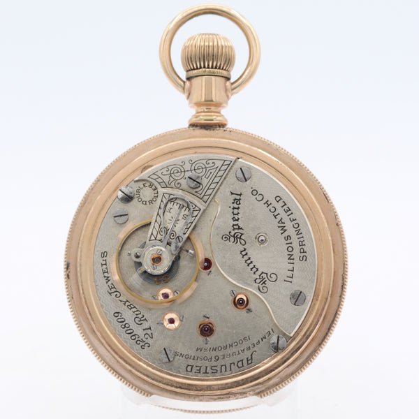 Antique 18s 1918 Illinois 21j Railroad Pocket Watch Bunn Special 20 Year GF