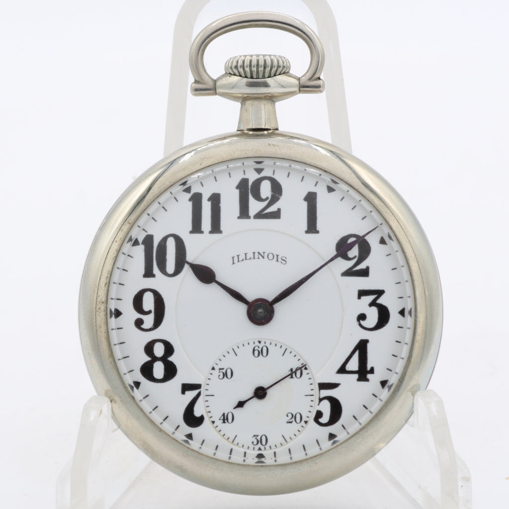 Antique 18s 1923 Illinois 21j Railroad Pocket Watch Bunn Special Silverode USA