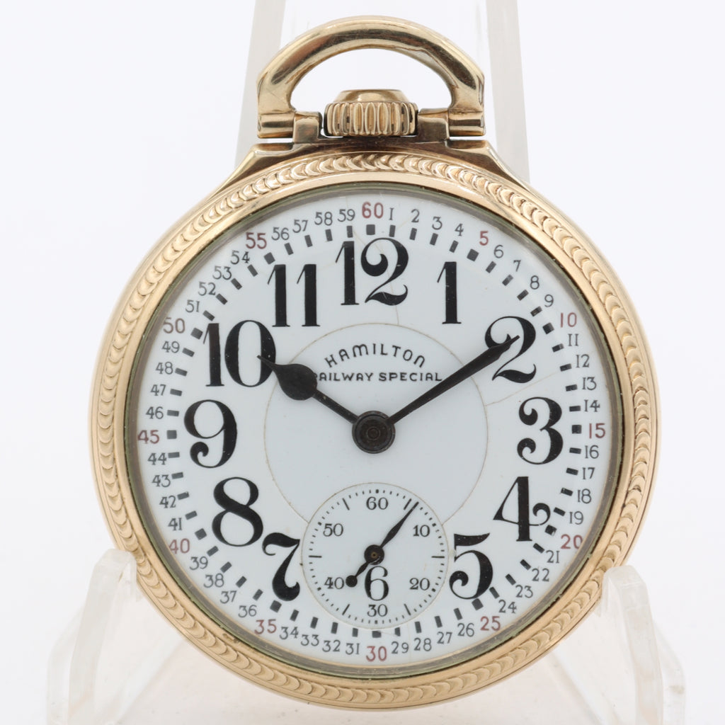 Vintage 1942 Hamilton 21j Mechanical Railroad Pocket Watch 992B 10k RGP USA