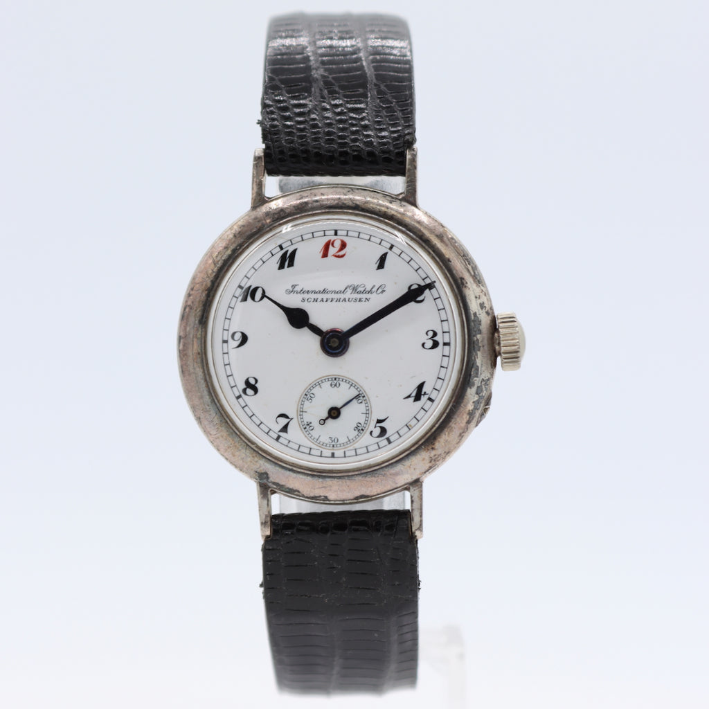 Antique 1907 IWC Trench Style Men's Mechanical Wristwatch USA Coin Silver Runs