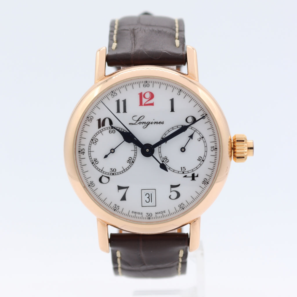 Longines L2.775.8.23.3 Heritage Men's Automatic Wristwatch 18k Gold Monopusher