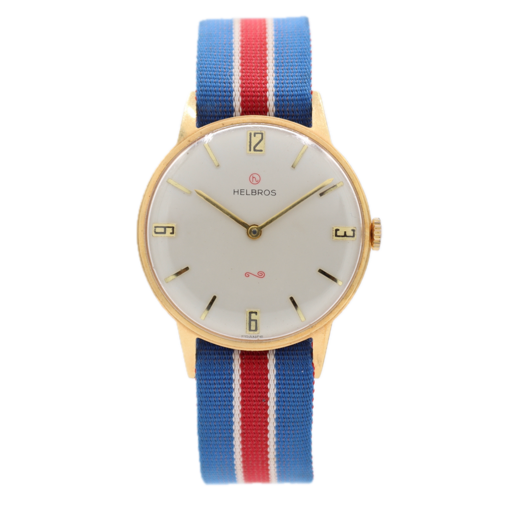 Vintage 34mm Helbros Men's Mechanical Wristwatch Savoie 238 France Gold Tone