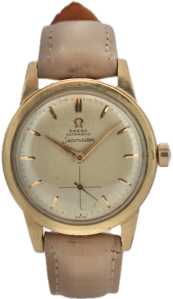 Vintage Omega F6249 Seamaster Men's Bumper Automatic Wristwatch 344 Swiss 14k GF