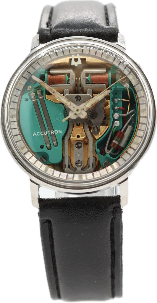 Vintage 35mm 1972 Accutron Spaceview Men's Tuning Fork Wristwatch 214 Steel