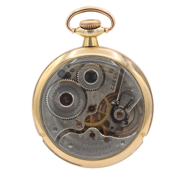 Antique 16S Hamilton Mechanical Open Face Pocket Watch 972 10k GF Salesman