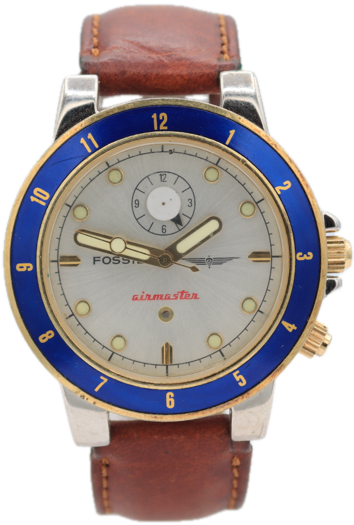 Vintage Fossil AC-1625 Airmaster Men's Quartz Wristwatch Japan Gold Tone