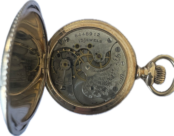 Antique 0S Elgin Multicolor Hunter Pocket Watch 223 Tricolor Gold Filled