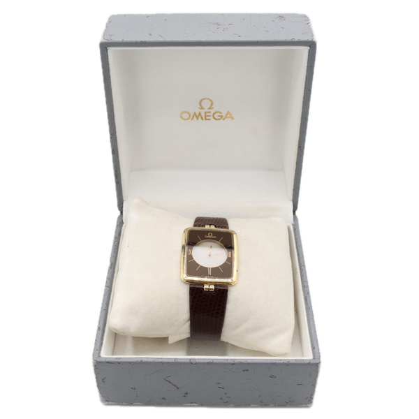 Vintage 28mm Omega La Magique Men's Quartz Wristwatch 18k Gold Scarface