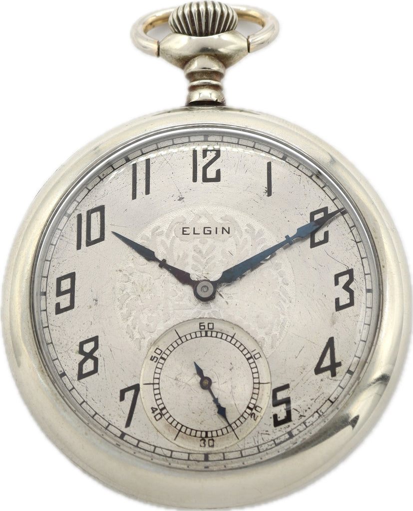 Antique 16 Size Elgin Mechanical Open Face Pocket Watch Grade 387 Silverode