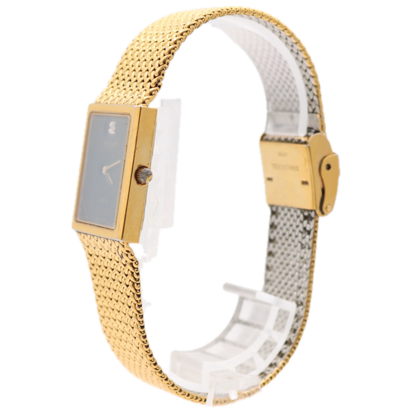 22.5mm Wittnauer 9782 Tank Style Men's Quartz Wristwatch Gold Tone Diamond 12