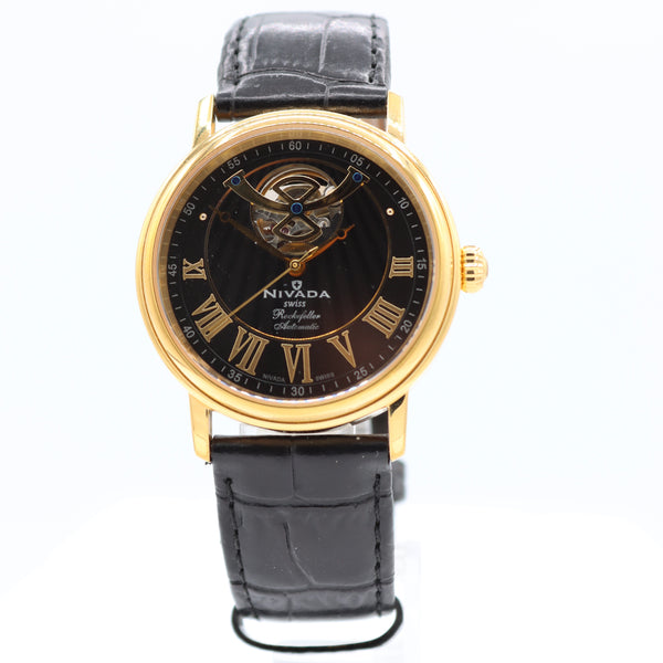 37mm Nivada Rockefeller Men's Automatic Wristwatch Swiss Steel Exposed Balance