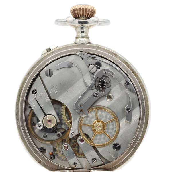 Antique 50mm Unbranded Engraving Mechanical Chronograph Pocket Watch Swiss