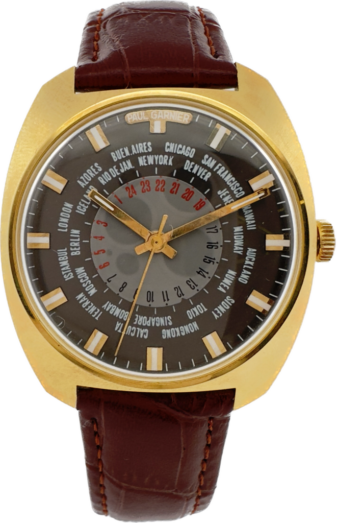 Vintage Paul Garnier GMT World Time Manual Wind Men's Watch NOS never worn #2