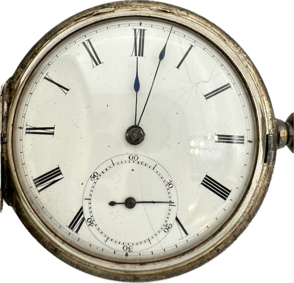 Antique 18S 1864 Waltham Civil War Key Wind Hunter Pocket Watch Ellery Plated