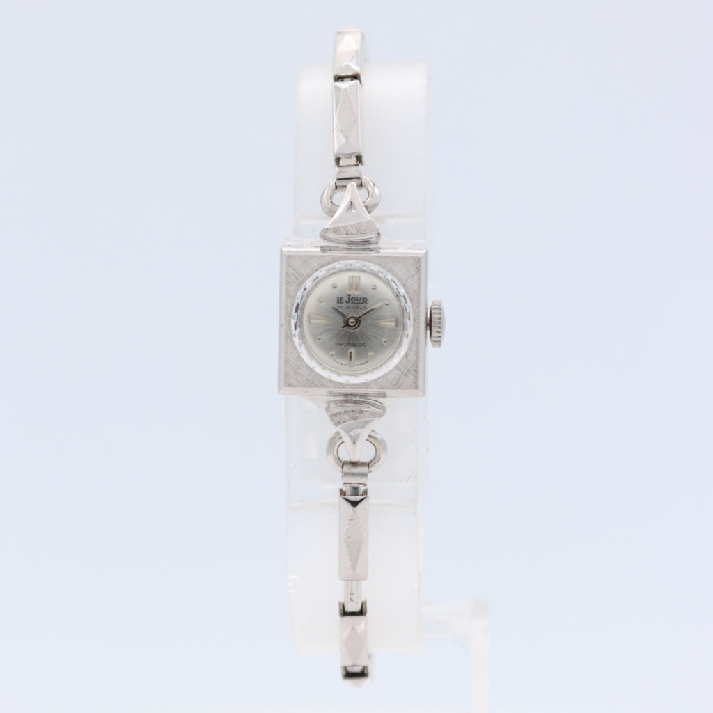 Vintage LeJour Linen Case Lady Mechanical Wristwatch AS 1677 Swiss 10k RGP NOS