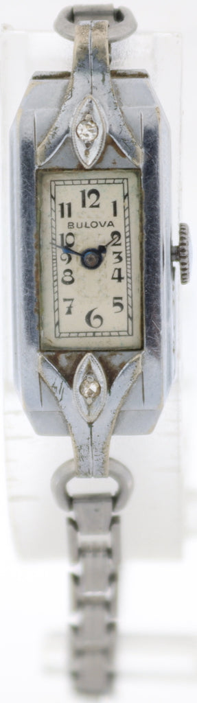 Vintage 1930 Bulova Diamond Cocktail Ladies Mechanical Wristwatch 4 AT Swiss