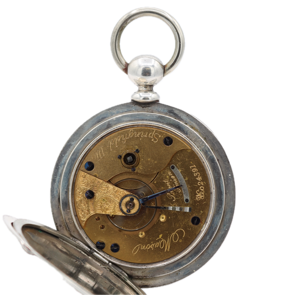 Antique 18s 1873 Illinois 4oz 7J Key Wind Pocket Watch Mason Coin Silver USA