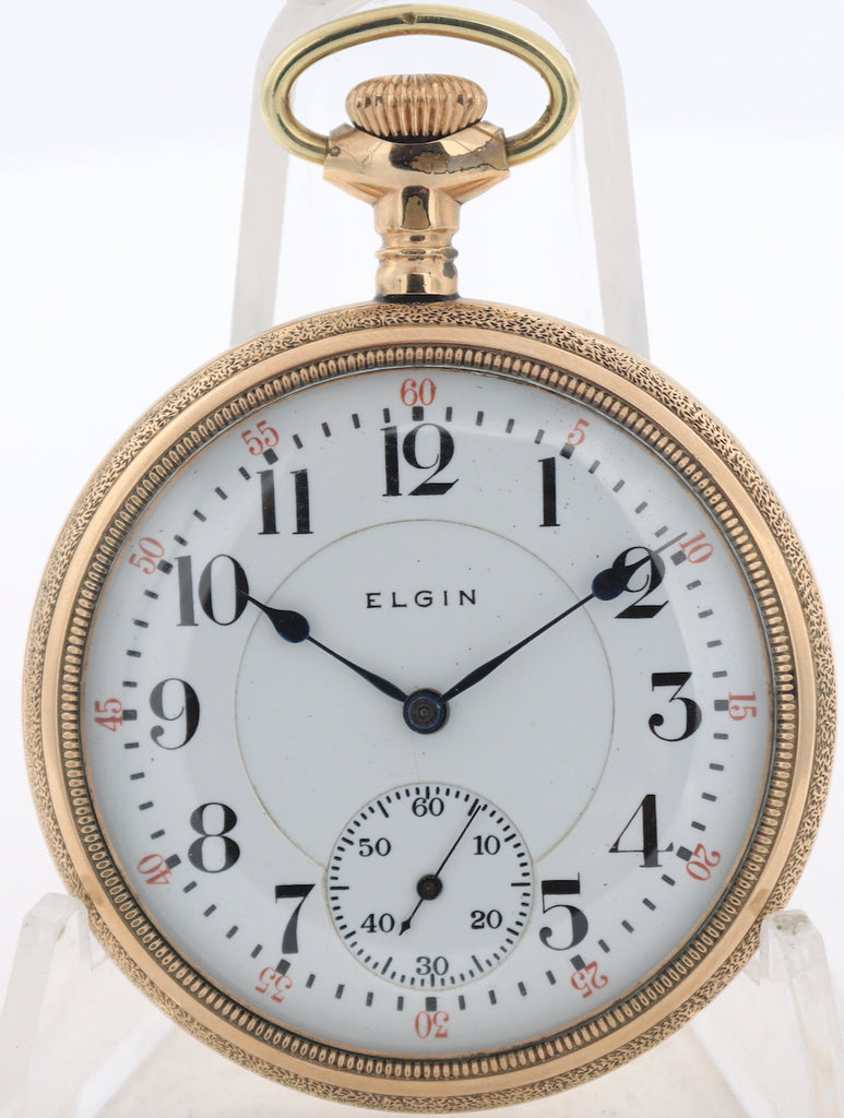 Antique 16s 1910 Elgin Fancy Engraving 19 Jewel Railroad Pocket Watch 372 USA