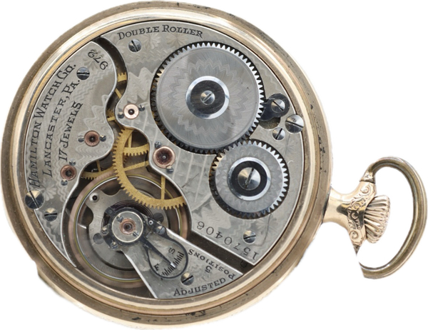 Antique 16 Size Hamilton Mechanical Railroad Pocket Watch 972 10k Gold Filled