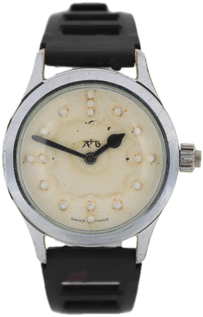 Vintage A+B Braille Men's Automatic Wristwatch ETA 2770 Swiss Steel & Chrome