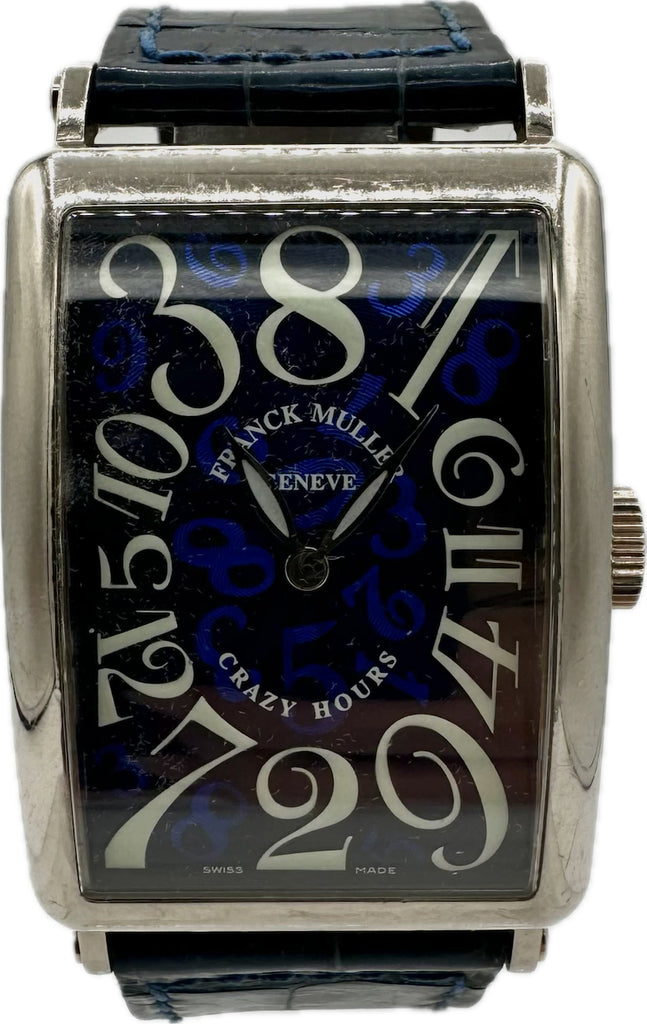 Franck Muller 1200 CH Crazy Hours Long Island Men's Wristwatch 18k White Gold