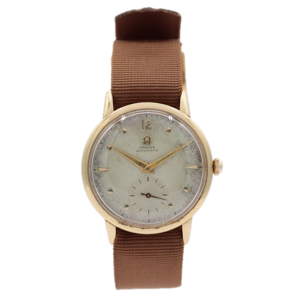 Vintage 32mm 1949 Omega 17 Jewel Men's Automatic Wristwatch 342 Swiss 14k GF