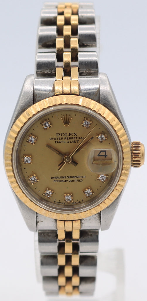 Vintage 1987 Rolex 69173 Datejust Diamond Two Tone Ladies Automatic Wristwatch