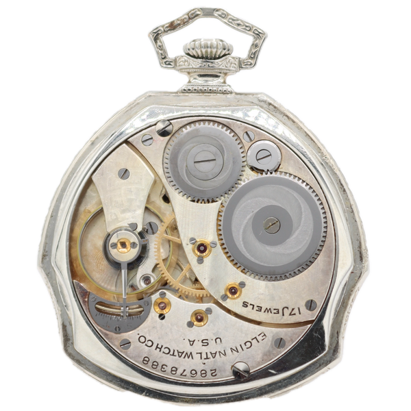 Antique 12s 1926 Elgin Art Deco Mechanical Pocket Watch 345 14k GF USA Runs