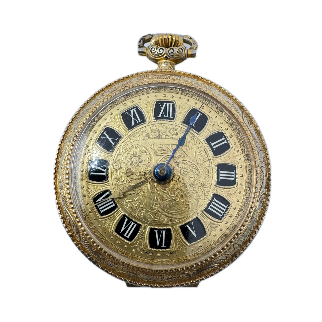 Antique Caser-Renfer-Abrecht Fancy Engraved Mechanical Alarm Pocket Watch