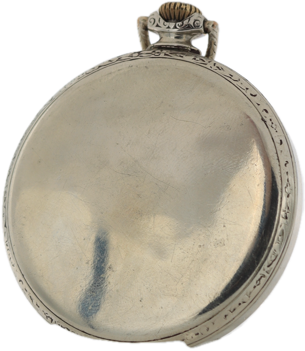 Antique Abra Floral Dial Mechanical Open Face Pocket Watch Nickel Swiss
