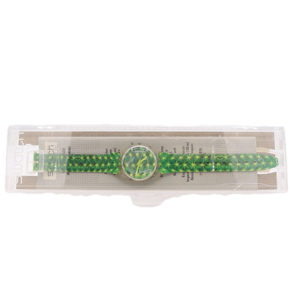 34mm 1997 Swatch GK245 Cactus Men's Quartz Wristwatch Swiss Transparent W/Case