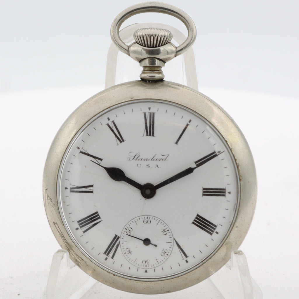 Antique 18s 1907 NY Standard Roman Dial 7 Jewel Pocket Watch 65 Silveroid USA